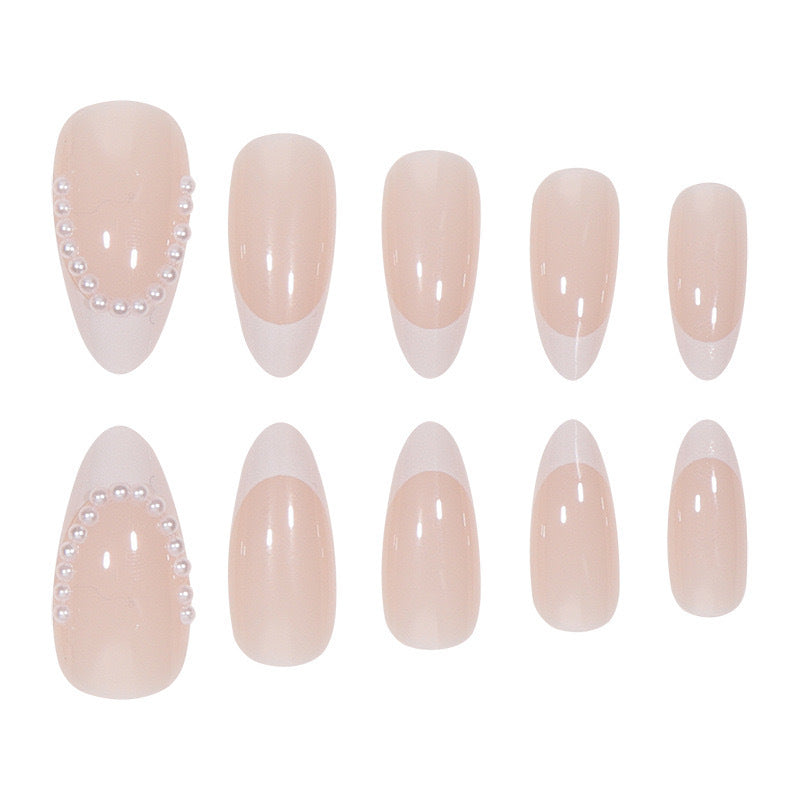 Artificial nail set with elegant tips and pearl decorations Bowlift
