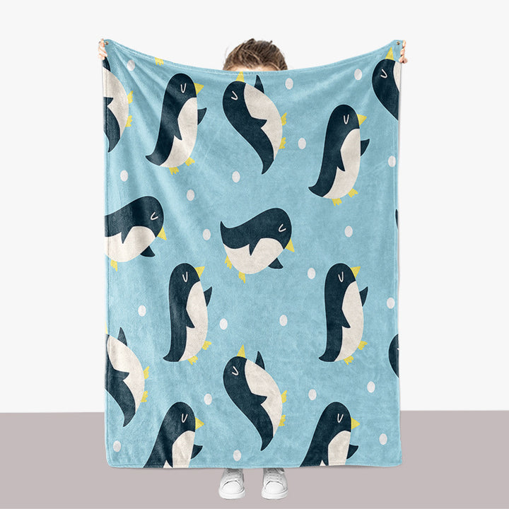 Penguin-Themed Plush Throw Blanket