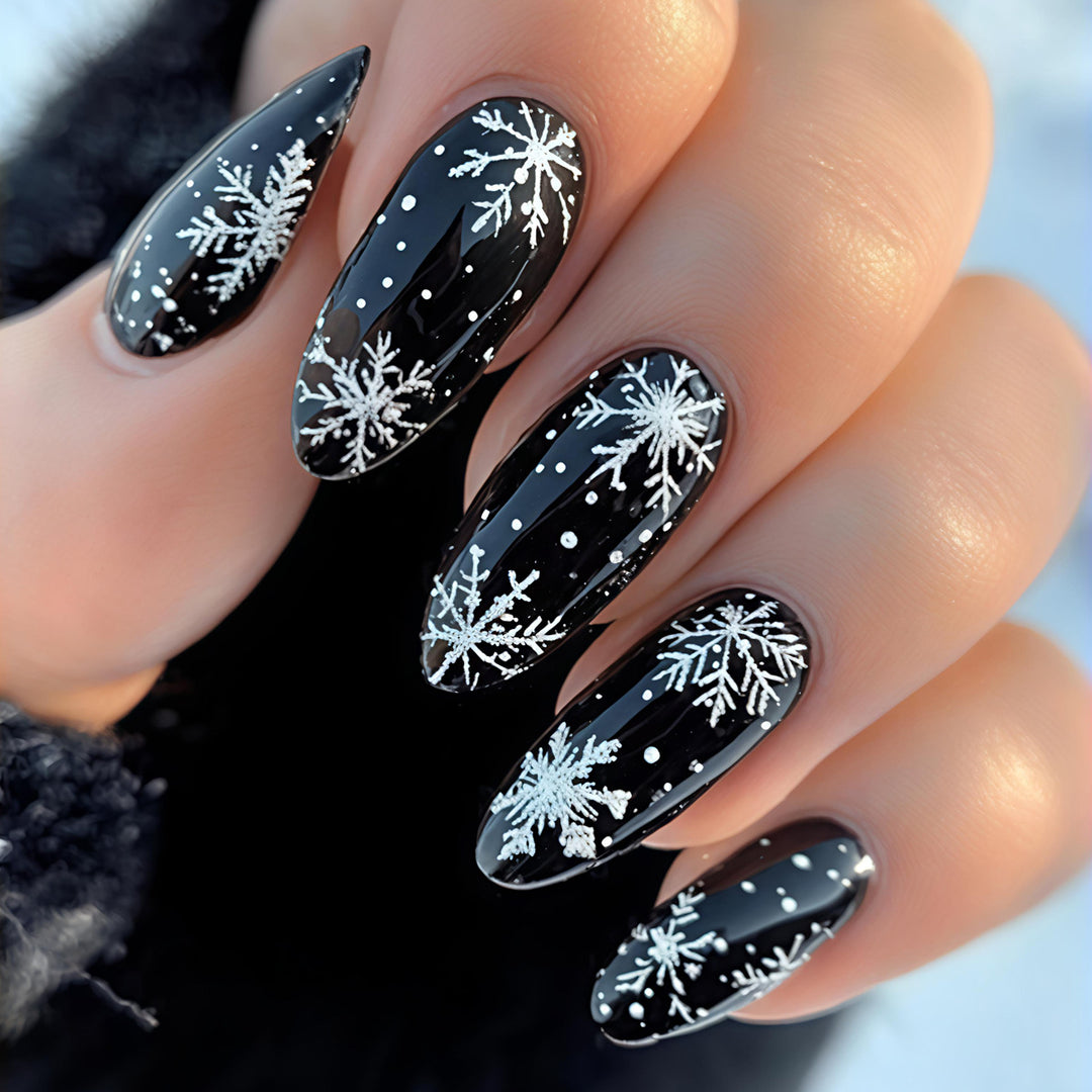 Artistic Winter Snowflake Nail Art Bowlift
