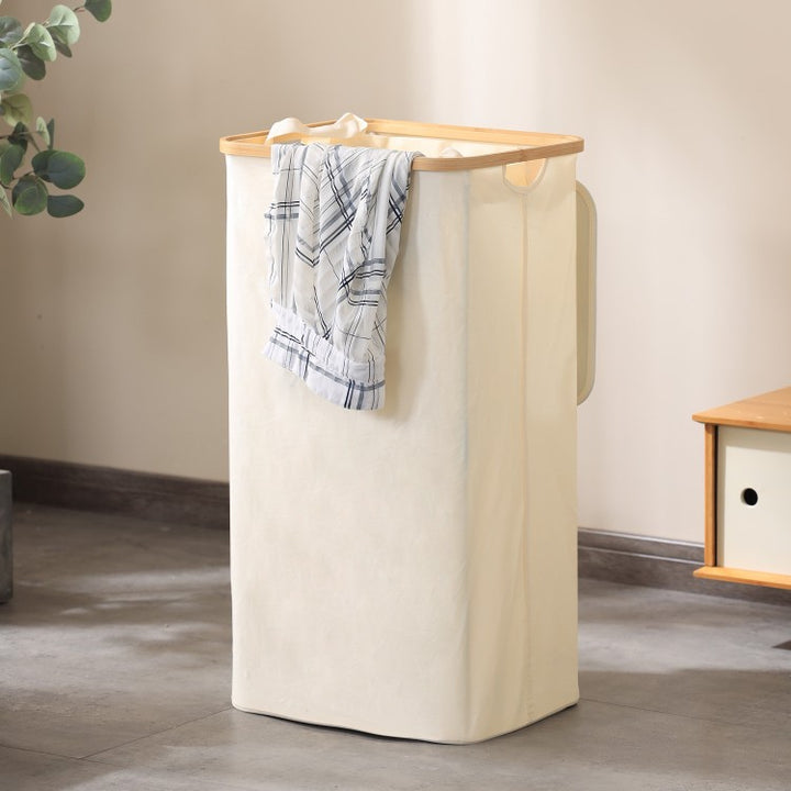 Elegant Laundry Container Made of High-Quality Textile with Bamboo Frame Bowlift