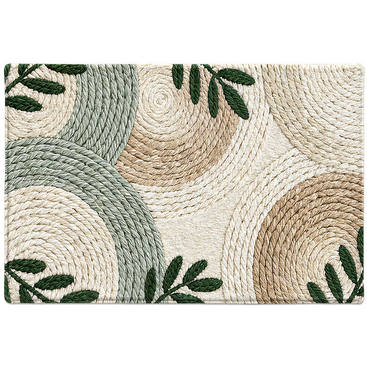 Textured Leaf Print Entrance Mat Bowlift
