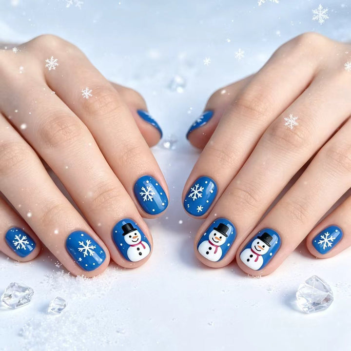 Artificial nails with festive snowman design Bowlift