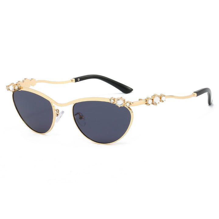 Women's Cat-Eye Sunglasses with Sparkling Stone Accents Bowlift