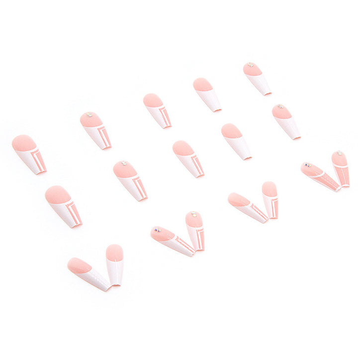 Artificial nails with elegant geometric designs and glossy finish Bowlift