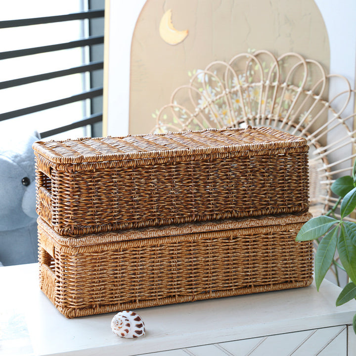 Long Rectangular Woven Storage Basket Bowlift