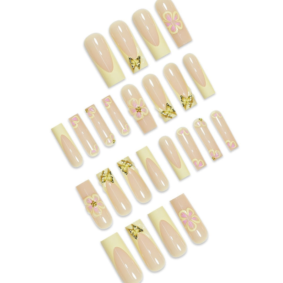 Decorative Nail Enhancements with Floral Accents Bowlift