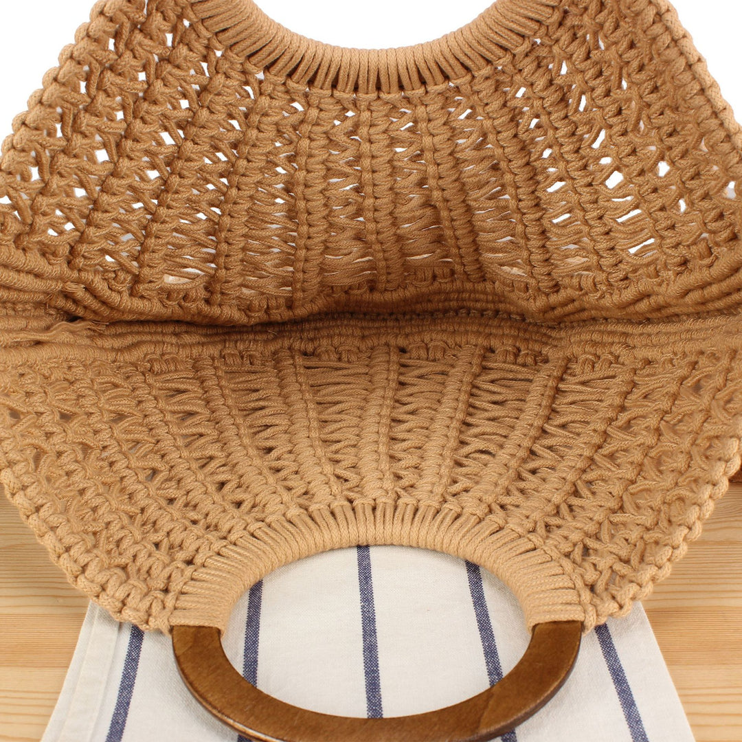 Handbag with Fringed Macramé Design Bowlift