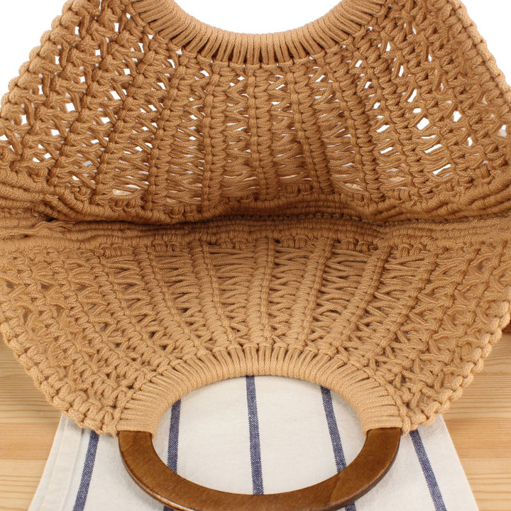 Handbag with Fringed Macramé Design Bowlift