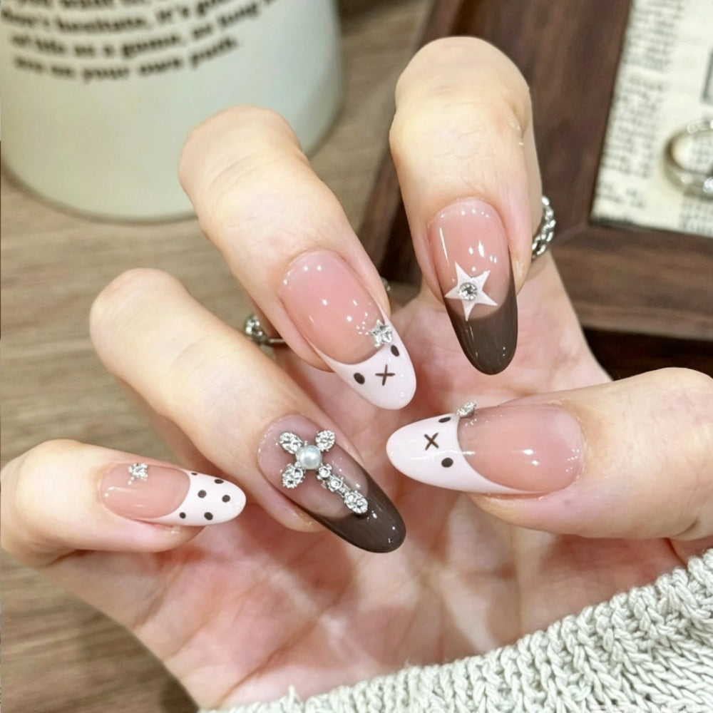 Unique Artistic Press-On Nail Set with Creative Designs Bowlift