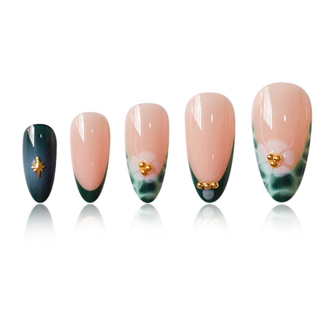 Elegant Abstract Floral Press-On Nail Extensions Bowlift