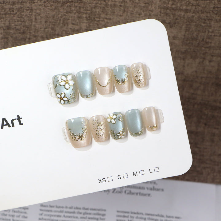 Elegant Floral Press-On Nail Art Set Bowlift