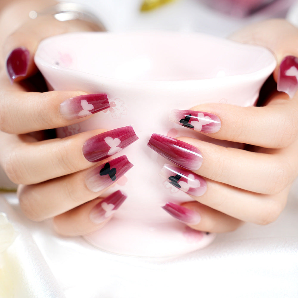 Heart-Patterned Press-On Nail Art Set Bowlift