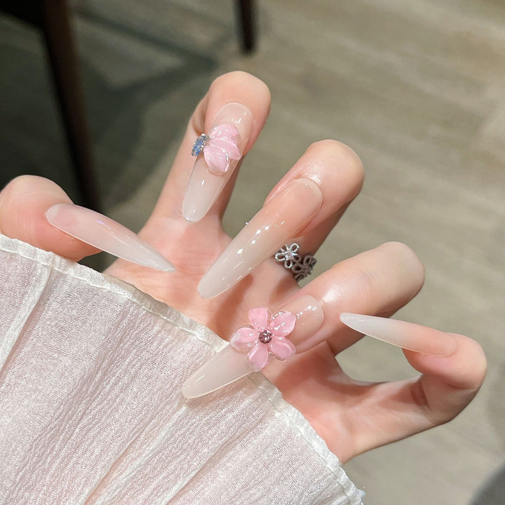 Floral-Design Press-On Nail Extensions Bowlift