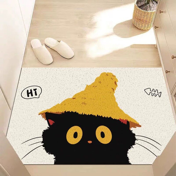 Plush Cat-Themed Floor Mat