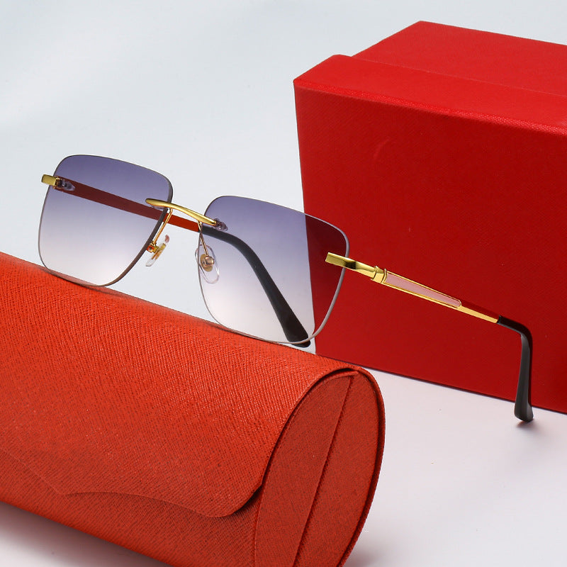 Women's fashionable rectangular semi-rimmed sunglasses with innovative design Bowlift