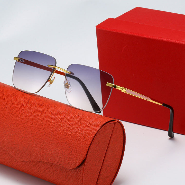 Women's fashionable rectangular semi-rimmed sunglasses with innovative design Bowlift