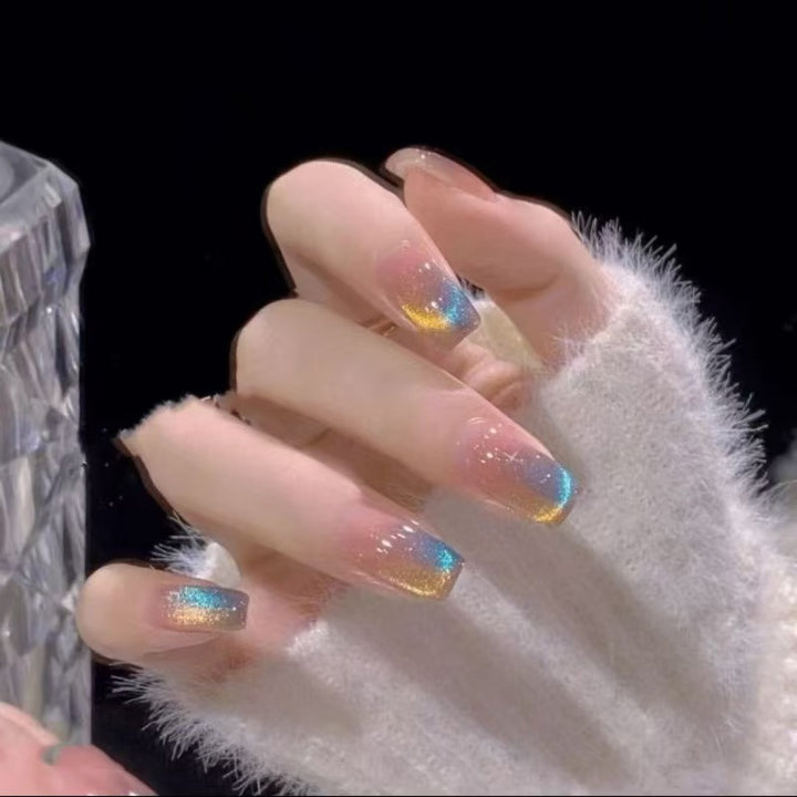 Artificial Nail Set with Modern Gradient Color Bowlift