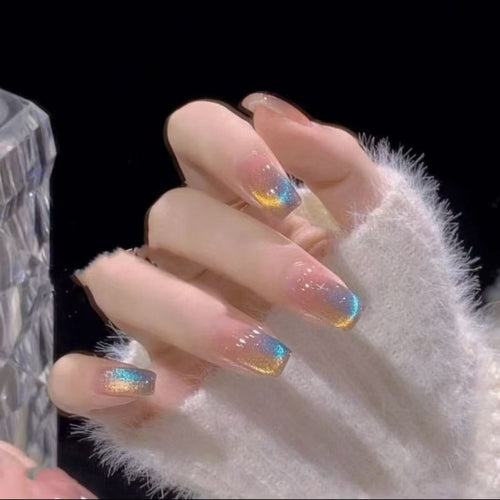 Artificial Nail Set with Modern Gradient Color Bowlift