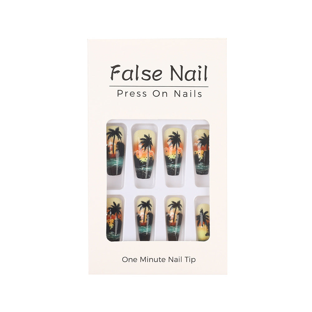 Artificial nails with tropical palm design Bowlift