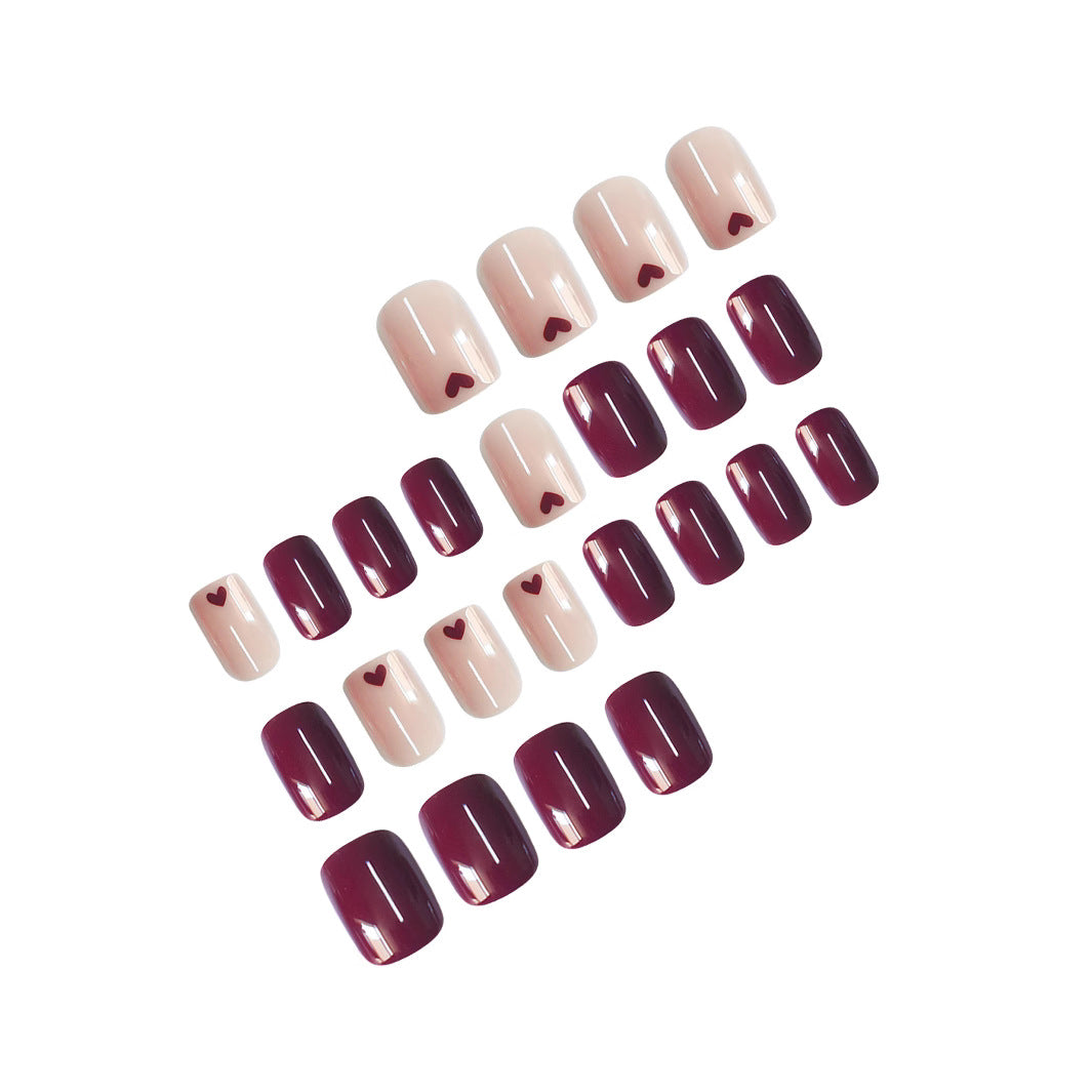 Artistic Heart-Design Press-On Nail Art Bowlift