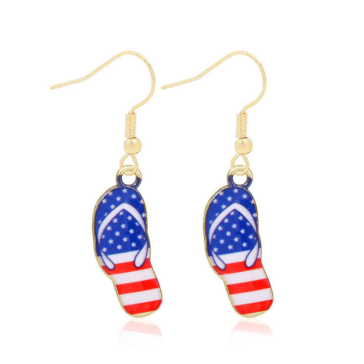 Women's star-shaped enamel earrings with USA flag motif and gold-plated fish Bowlift