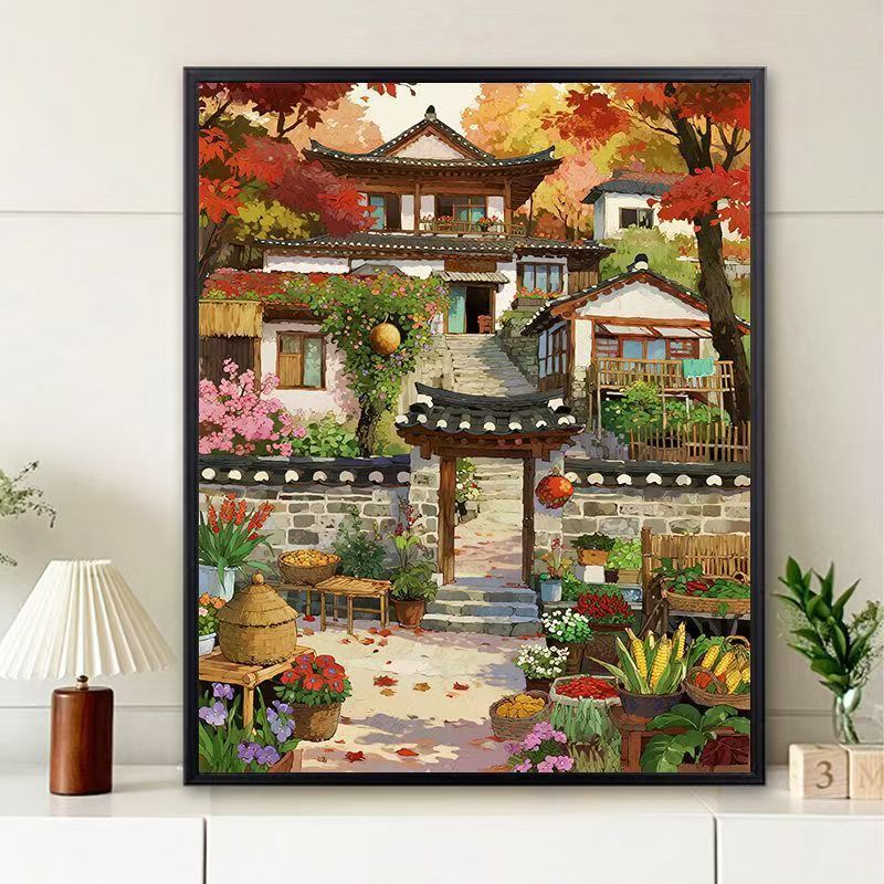 Scenic Village Landscape Art Print Bowlift