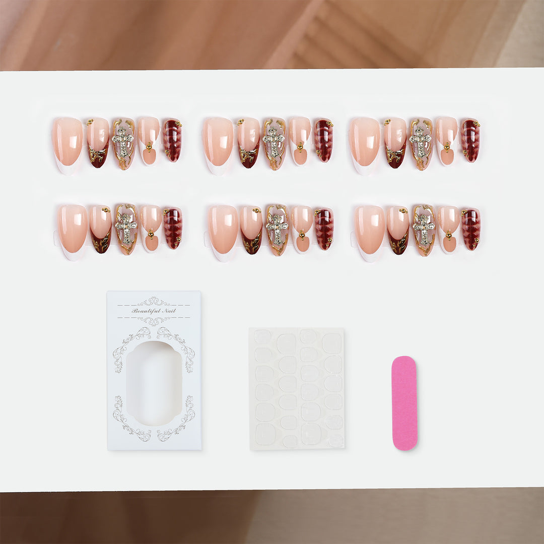 Artificial nails with elegant glitter and jewelry details Bowlift