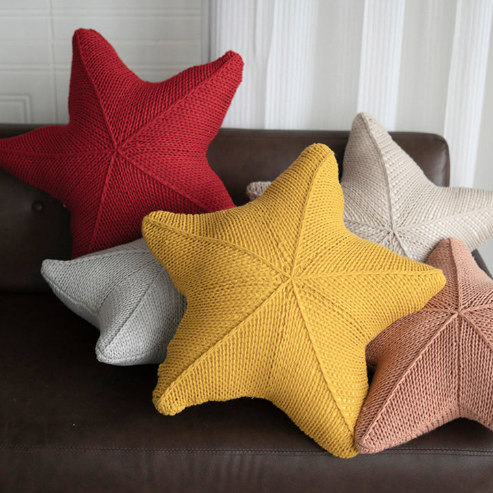 Star-Shaped Chunky Knit Decorative Cushion Bowlift