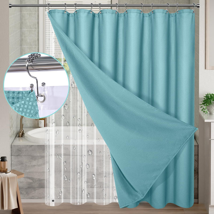 Textured Waterproof Shower Curtain Bowlift