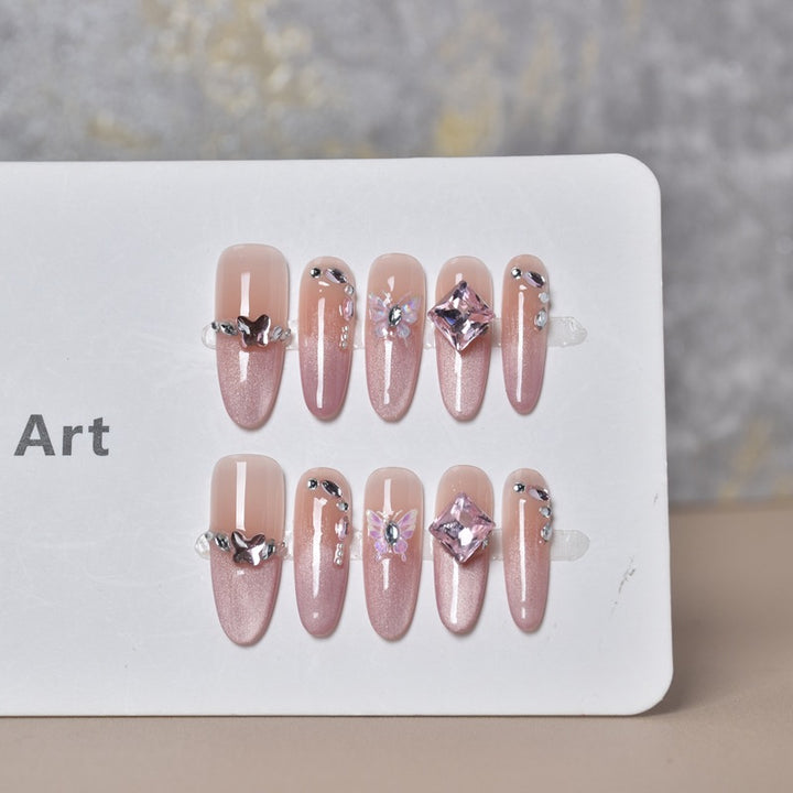 Elegant Crystal-Embellished Press-On Nails Bowlift