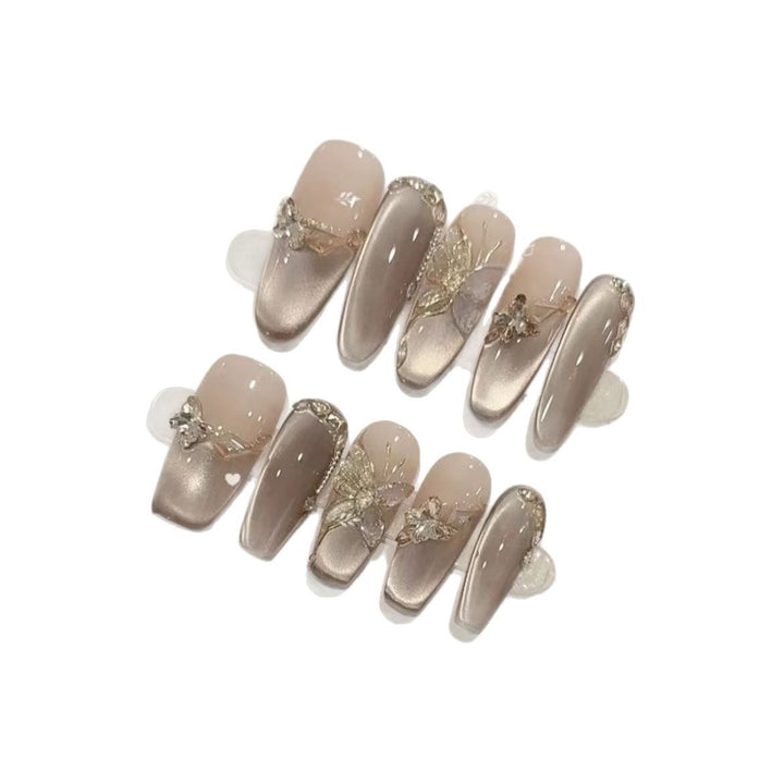 Elegant Decorative Press-On Nails Set Bowlift