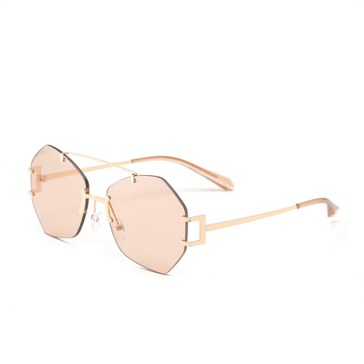 Women's fashionable octagonal sunglasses with delicate metal frame Bowlift