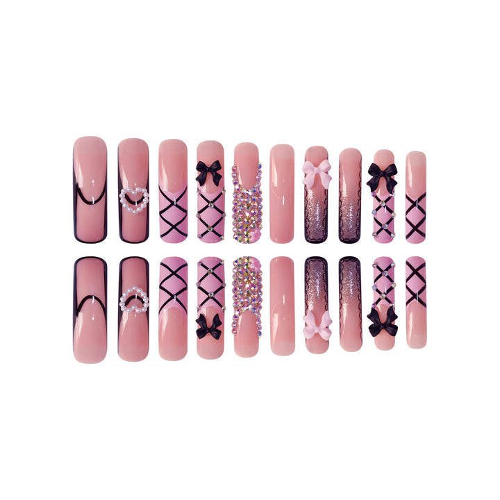 Luxury Nail Art Set with Rhinestone and Bow Accents Bowlift
