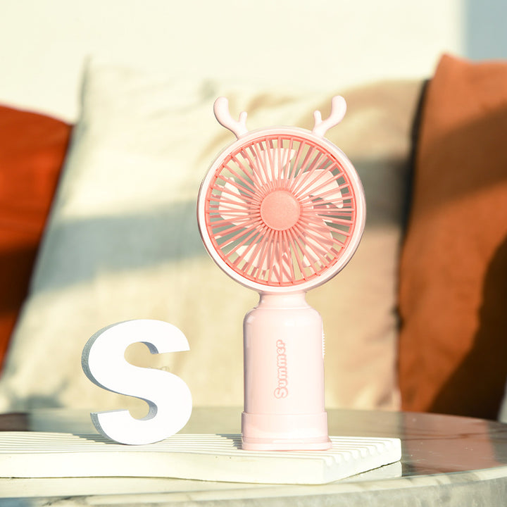 Portable Deer-Themed Handheld Cooling Fan Bowlift