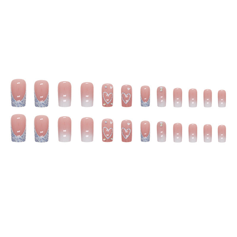 Glamorous Heart Design Nail Extensions Bowlift