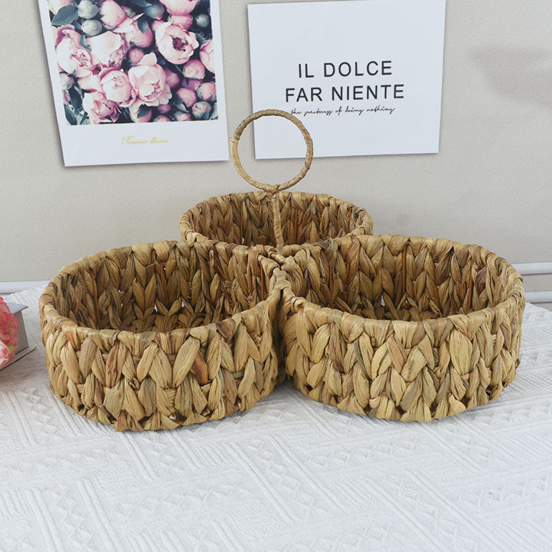 Multi-Sectional Handcrafted Woven Storage Basket Bowlift