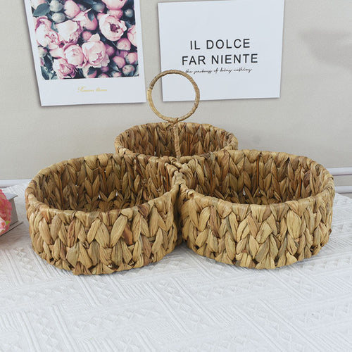 Multi-Sectional Handcrafted Woven Storage Basket Bowlift