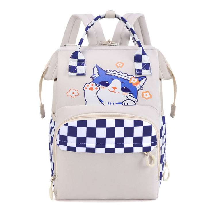 Playful Cat-Themed Multi-Pocket Backpack Bowlift