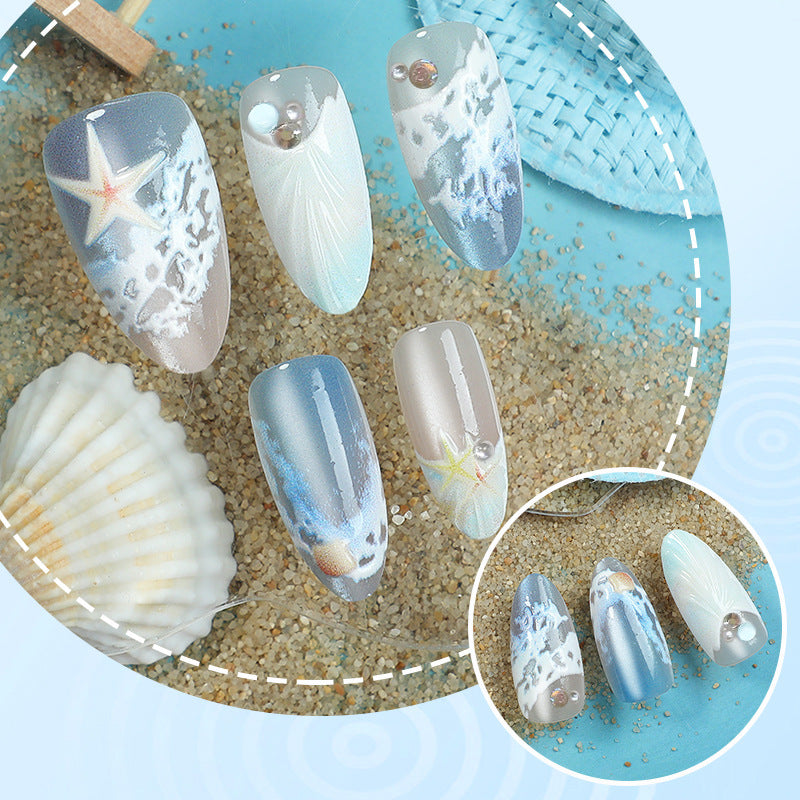 Artificial nails with maritime shell pattern Bowlift