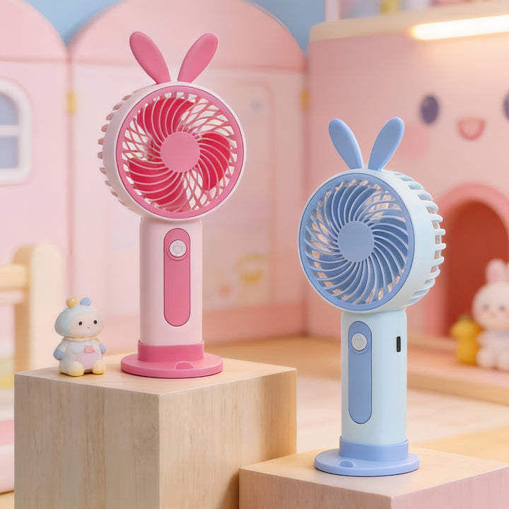 Ladies Portable Hand Fan with Cute Bunny Design Bowlift