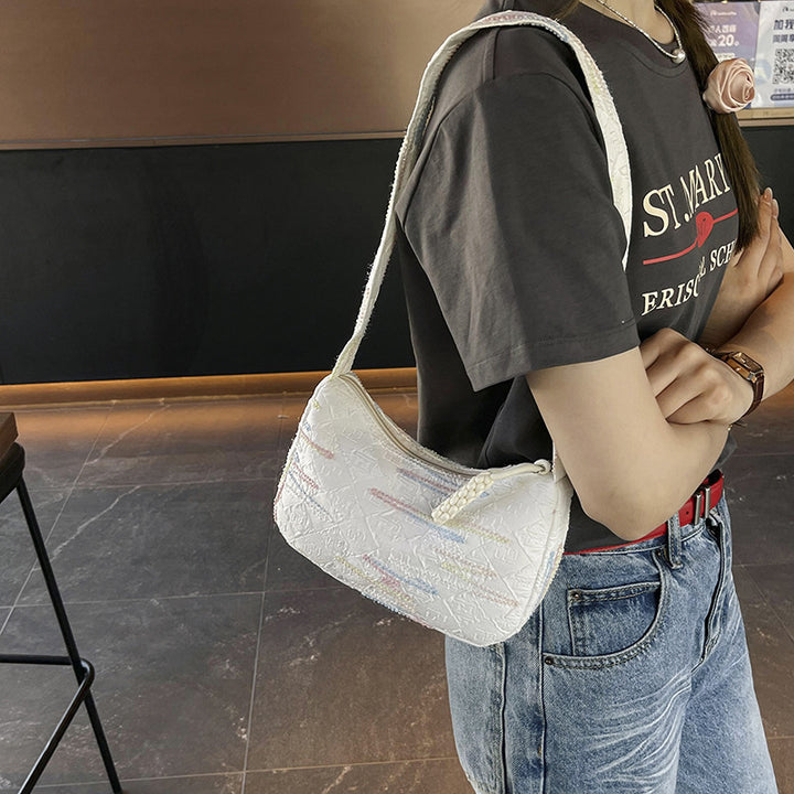 WoTextured Fabric Shoulder Bag Bowlift