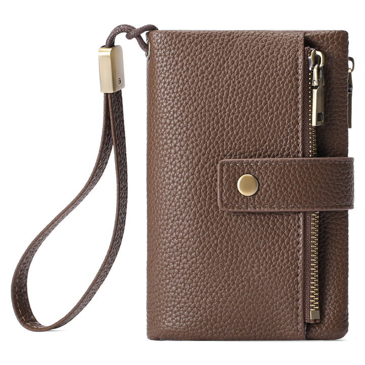 Compact Pebbled Leather Wristlet Wallet Bowlift
