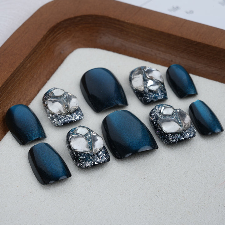 Premium Rhinestone-Studded Press-On Nail Set Bowlift