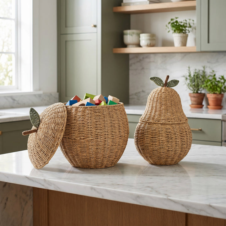 Decorative Woven Fruit-Shaped Storage Basket Bowlift