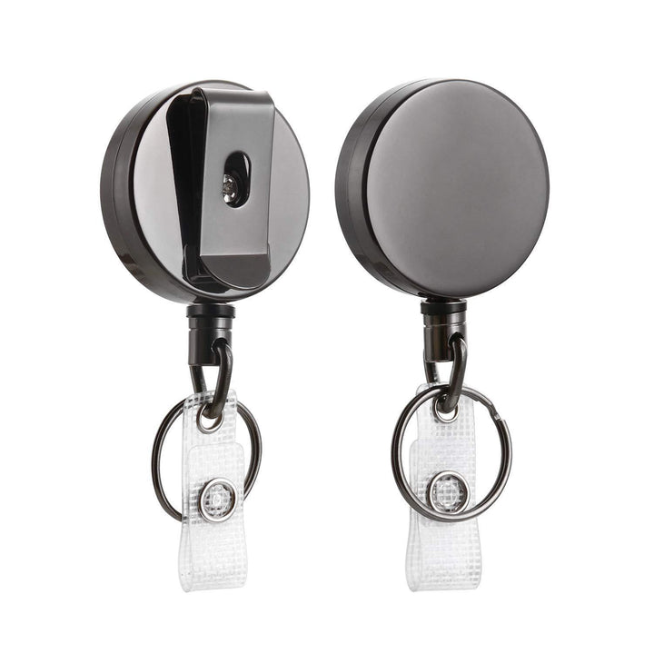 Retractable Metal Clip ID Badge Reel and Clear Card Holder Set Bowlift
