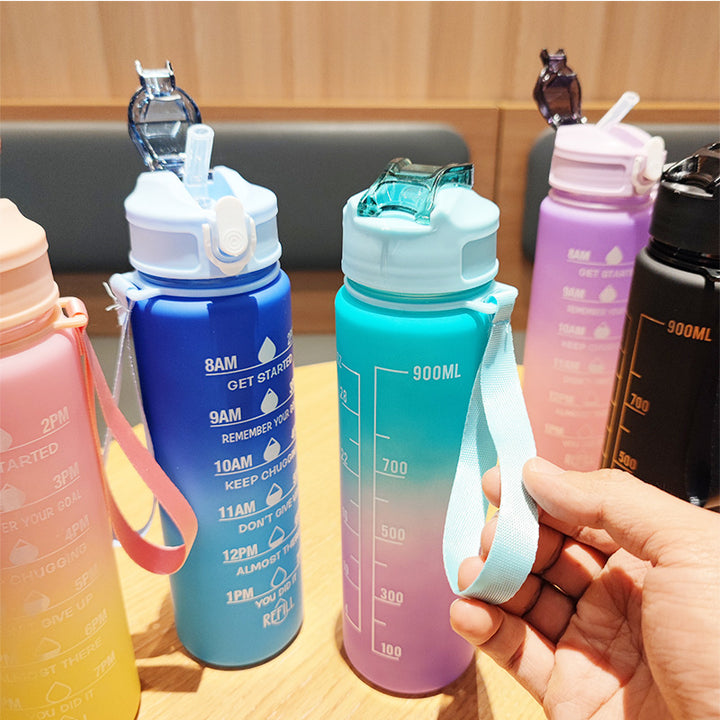 Women Motivating Water Bottle with Integrated Time Markers Bowlift