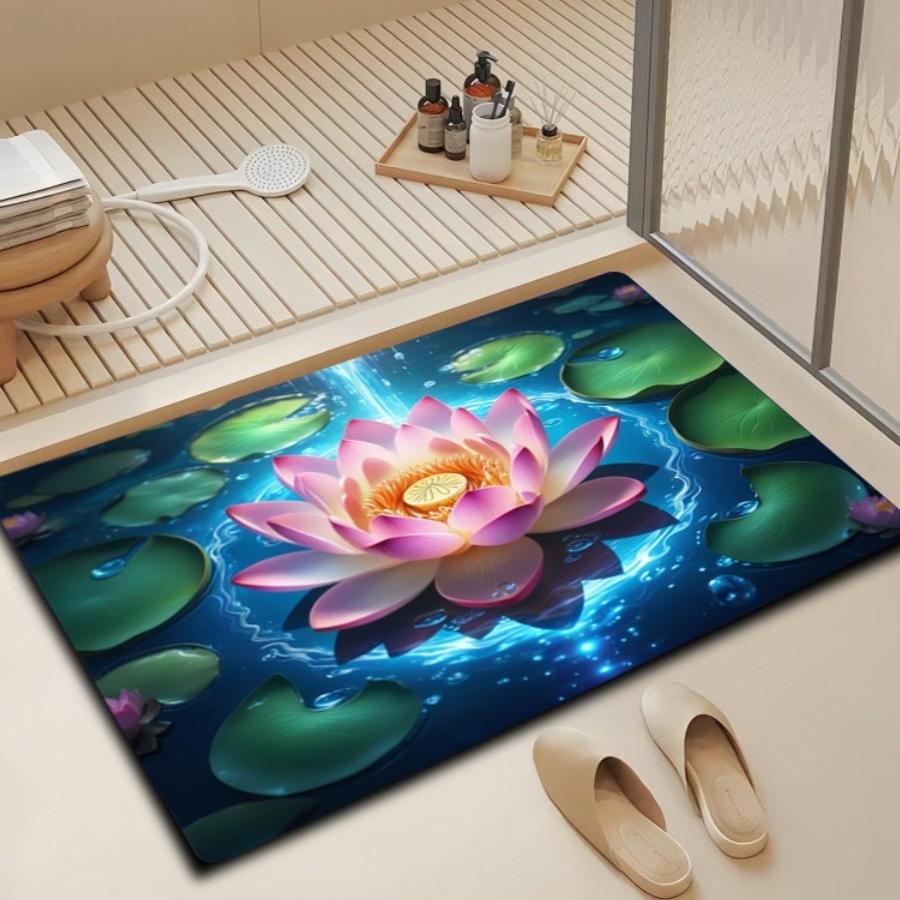 Floral Design Bath Mat Bowlift