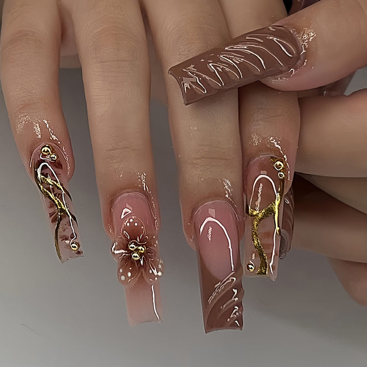 3D Floral Art Acrylic Nail Enhancements Bowlift