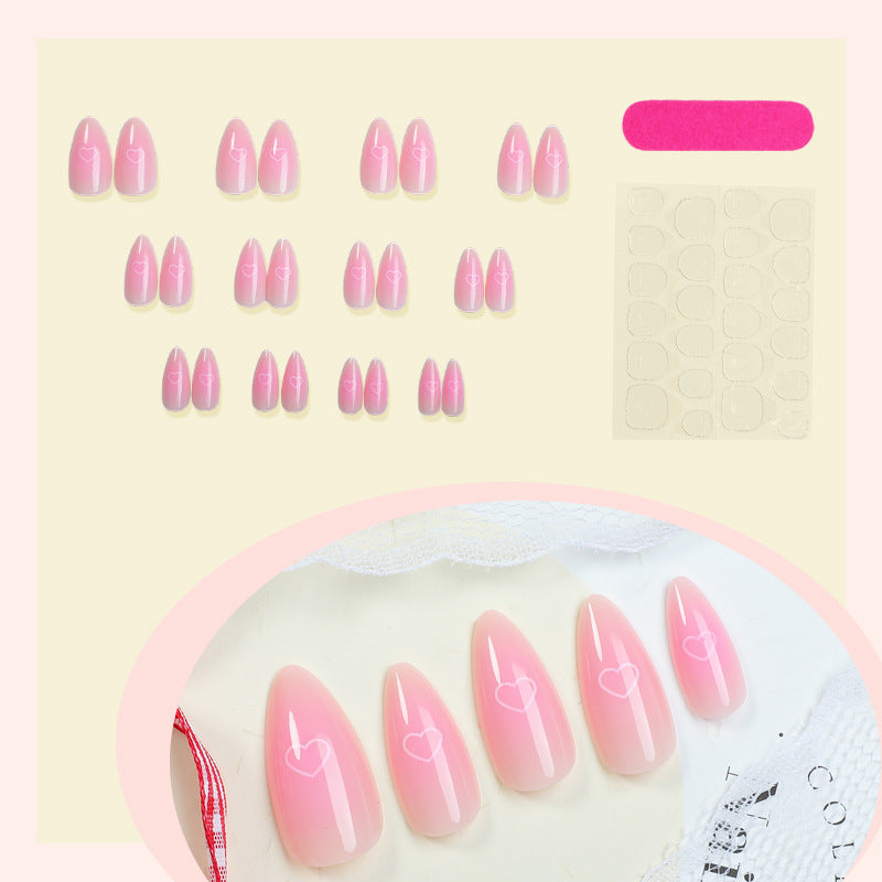 Heart-Embellished Press-On Nail Art Set Bowlift