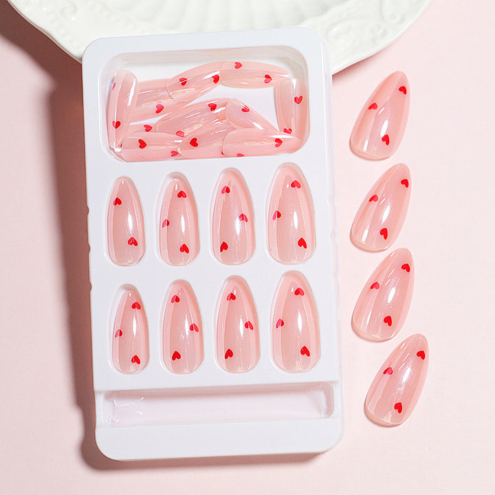 Heart-Printed Press-On Nail Set Bowlift